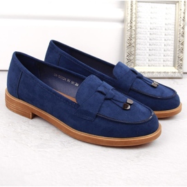 Pantofi slip-on dama din piele intoarsa, albastru Vinceza 5