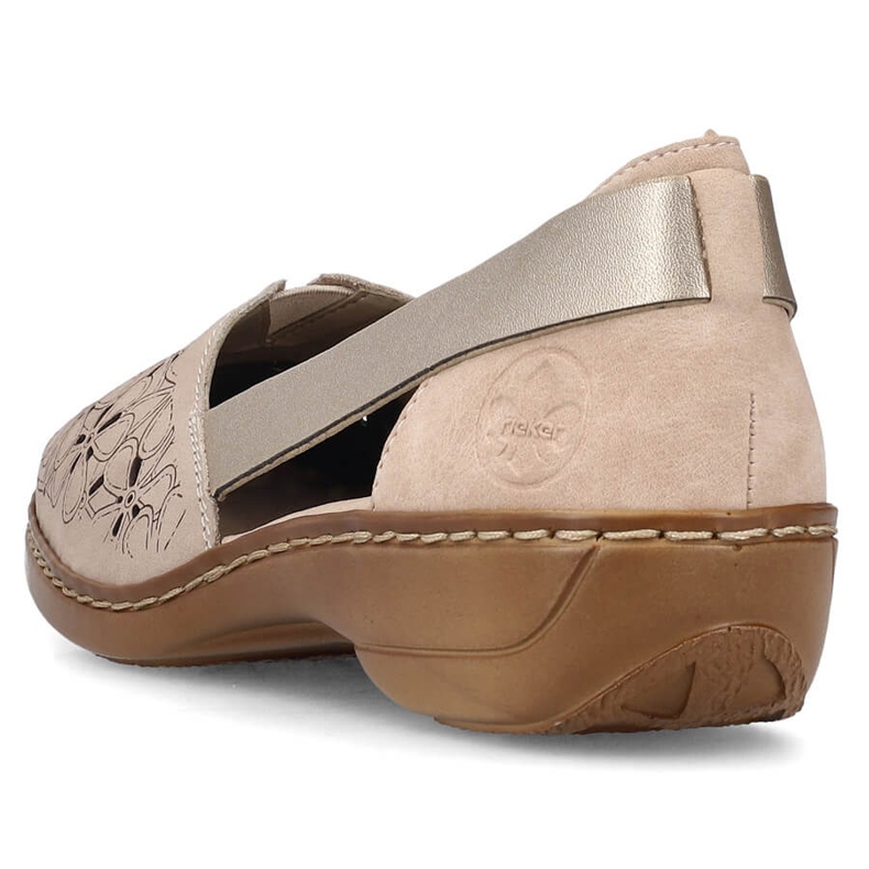 Pantofi slip-on dama comozi din piele de vara, bej Rieker 41356-60 1