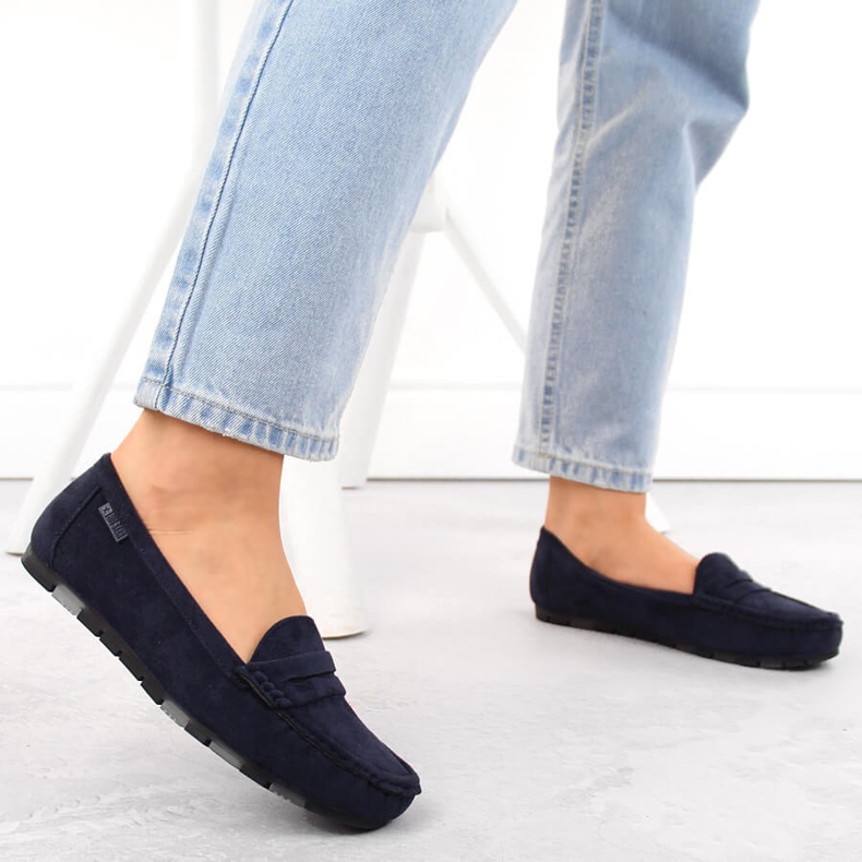 Mocasini confortabili de dama din piele intoarsa, bleumarin Big Star NN274931 albastru 2