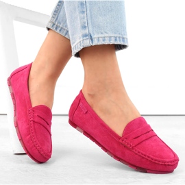 Mocasini confortabili de dama din piele intoarsa fuchsia Big Star NN274934 roz 2