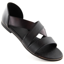 Sandale de damă cu bandă elastică, neagră Jezzi 3882 negru 1