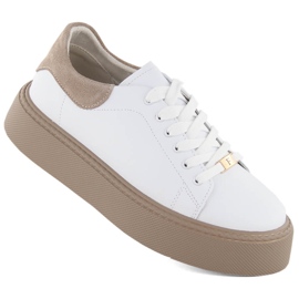 Pantofi sport dama alb Filippo DP6119 din piele pe platforma 1