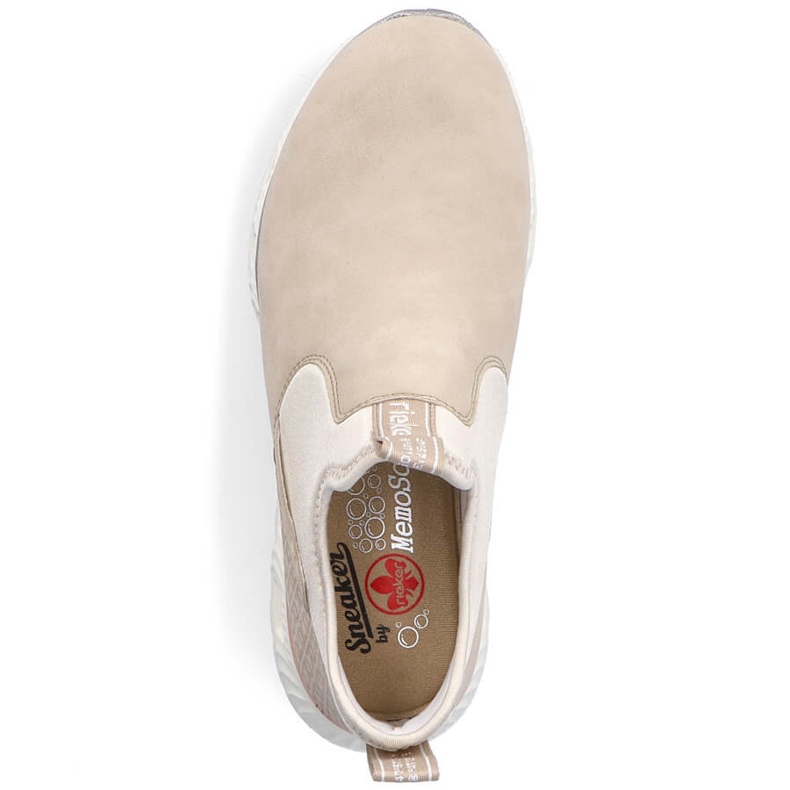 Pantofi slip-on de damă confortabili, înalți, bej Rieker M6053-62 2