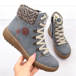Botine izolate dama, albastre, Rieker Z6648-14 albastru 8