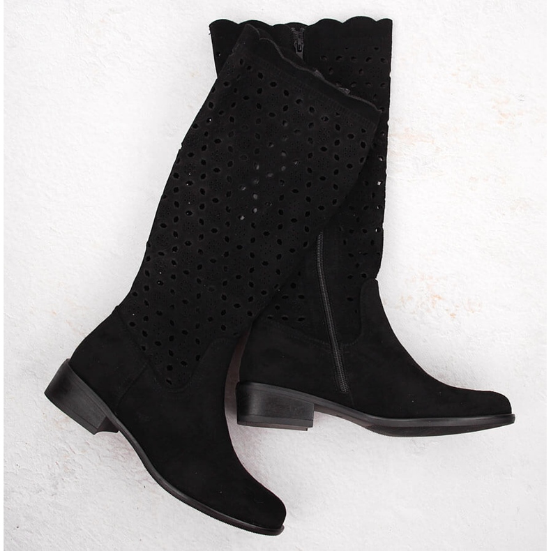 M. DASZYŃSKI Cizme ajurate din piele intoarsa neagra M.Daszyński SA198-33 negru 1 M. DASZYŃSKI Cizme ajurate din piele intoarsa neagra M.Daszyński SA198-33 negru 1