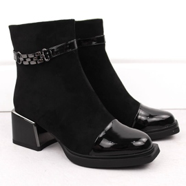 Botine de damă cu toc negru decorativ D&amp;A S.Barski Premium Collection MR880-018 2