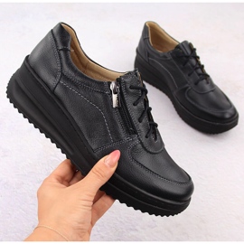 Pantofi comozi de damă din piele neagră Helios 419 negru 1