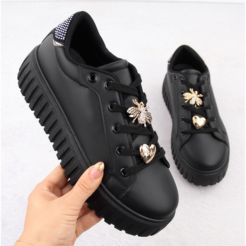 Pantofi sport dama cu platforma, negri NEWS 4756 negru 1