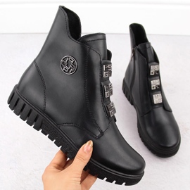 Botine de dama piele neagra pe platforma cu decoratiuni, Filippo DBT6360 negru 2 Botine de dama piele neagra pe platforma cu decoratiuni, Filippo DBT6360 negru 2