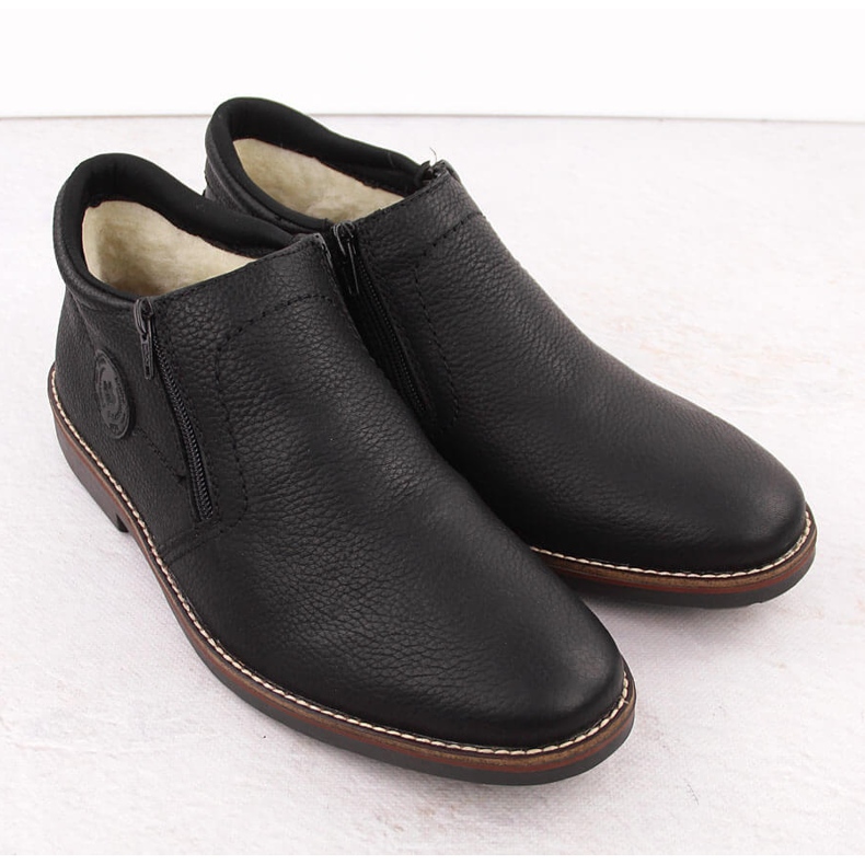 Cizme din piele izolată pentru bărbați, negre, Rieker 15399-00 negru 2