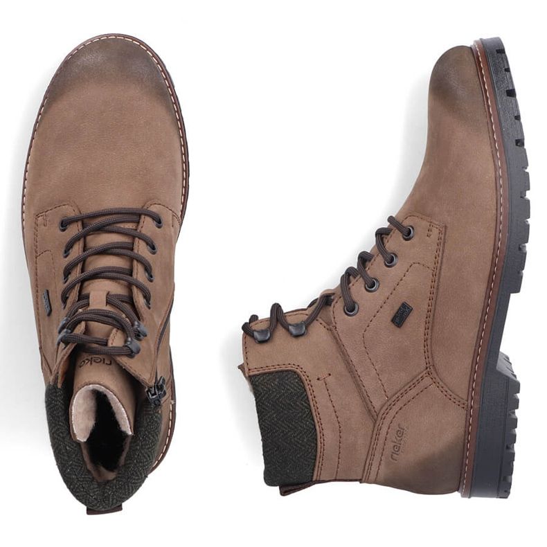 Cizme de drumeție impermeabile din piele pentru bărbați, izolate maro Rieker F3612-24 1