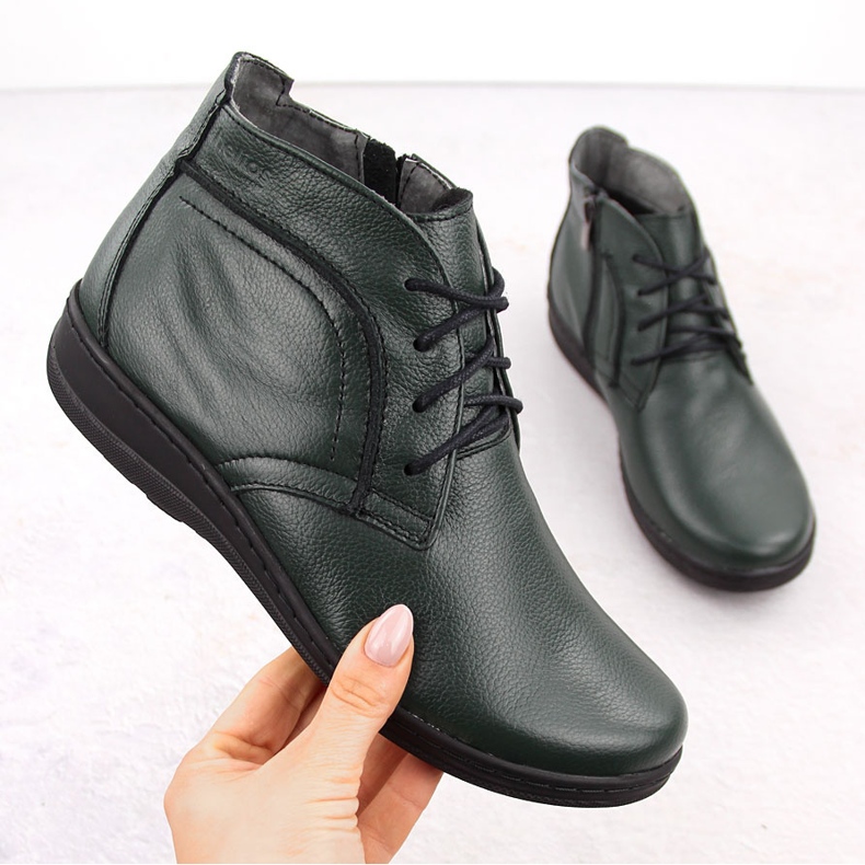 Botine izolate piele, verde Helios 612-2 2