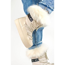 Cizme de zapada dama cu blana decorativa, bej NB605BE 2 Cizme de zapada dama cu blana decorativa, bej NB605BE 2
