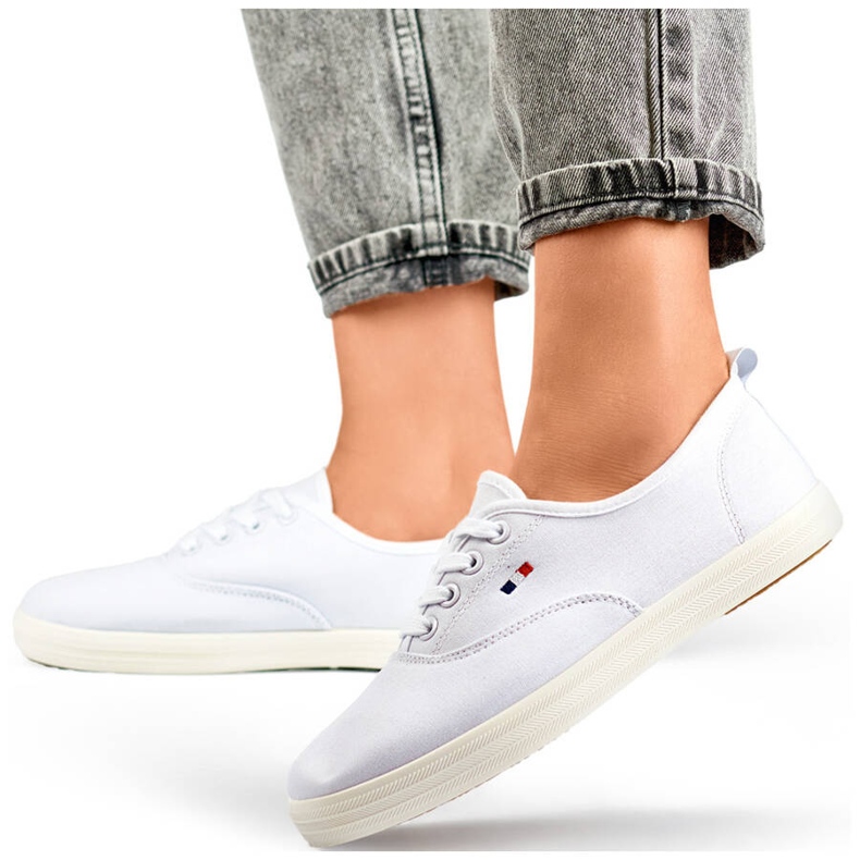 Adidasi albi HB-6W de dama cu talpa alba 1 Adidasi albi HB-6W de dama cu talpa alba 1