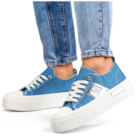 Adidași albaștri din denim cu talpă groasă LY100BL albastru 1 Adidași albaștri din denim cu talpă groasă LY100BL albastru 1