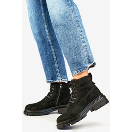 Botine izolate dama piele intoarsa, negre A5201B negru 3