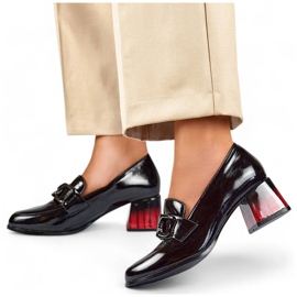 Pantofi de dama eleganti din piele lacuita cu toc inalt, negri GD-FL477-B negru 1