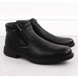 Botine izolate pentru bărbați cu fermoare, negre Unisoft 7516 negru 1