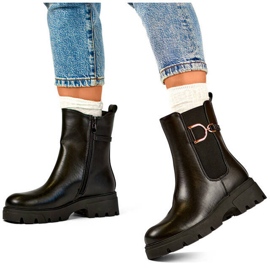 Cizme Chelsea izolate de damă, negre, K-99257 negru 1