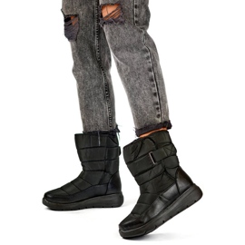Cizme de zăpadă izolate de damă cu velcro, negre W82B negru 2
