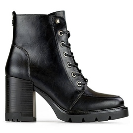 Botine izolate de damă cu toc înalt, negre 24-12493B negru 5