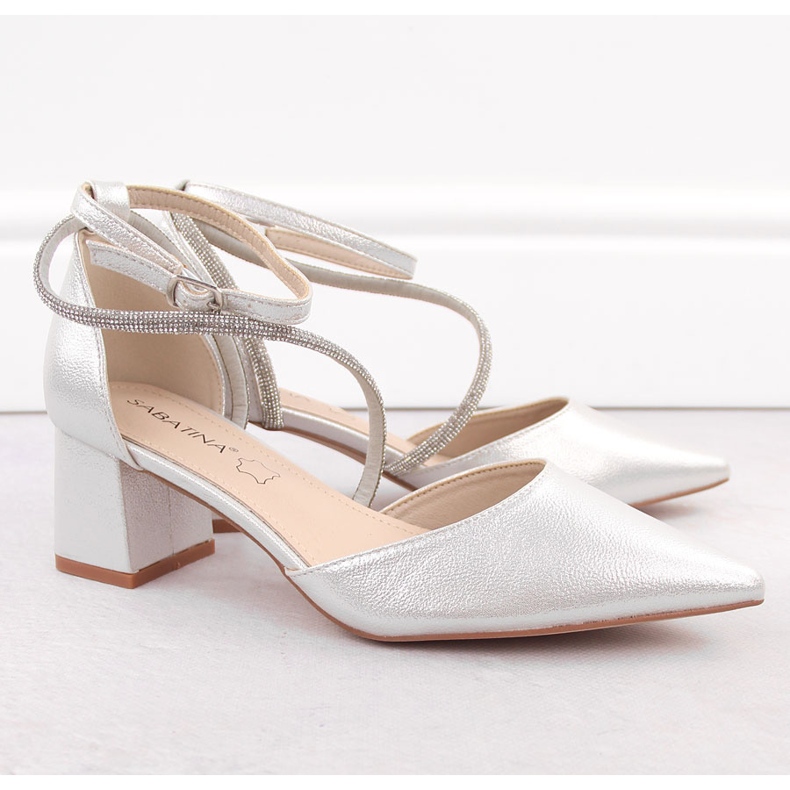 Sandale de dama Silver Sabatina ascutit cu zirconiu cubic argint 2