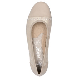Ballerine din piele feminină cu zirconi auriu confortabil/bej Rieker L9353-62 1 Ballerine din piele feminină cu zirconi auriu confortabil/bej Rieker L9353-62 1