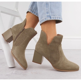 Cizme pentru femei pe pilonul Openwork Suede Dark Beige M. Daszyński SA217-6 bej 4