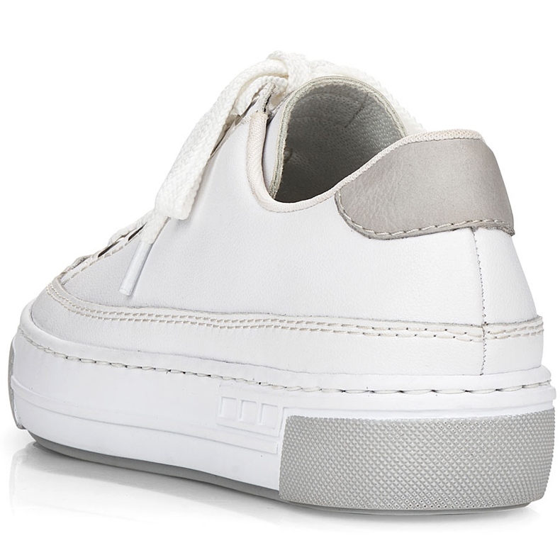 White Rieker L8847-80 Pantofi sport din piele pentru femei alb 1