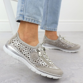 Pantofi pentru femei confortabile OpenWork Beige Rieker L32P6-90 placat cu argint bej 4