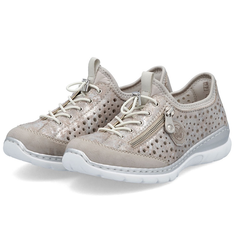 Pantofi pentru femei confortabile OpenWork Beige Rieker L32P6-90 placat cu argint bej 1