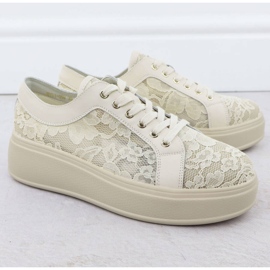 Încălțăminte pe platforma de dantelă bej S.Barski Hy51-059 2