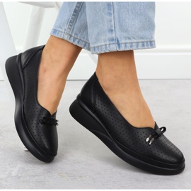 Pantofi pentru piele pentru femei pe platforma Openwork Black Vinceza 7896 negru 4