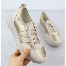 Pantofi sport metalici pentru femei bej Golden Vinceza 58510 de aur 1