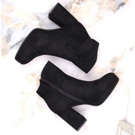 Botine din piele intoarsa cu toc inalt si platforma, izolate M.Daszyński W SAN24A, negre negru 12