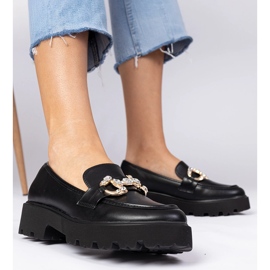 Mocasini eleganti negri cu zirconi negru 1