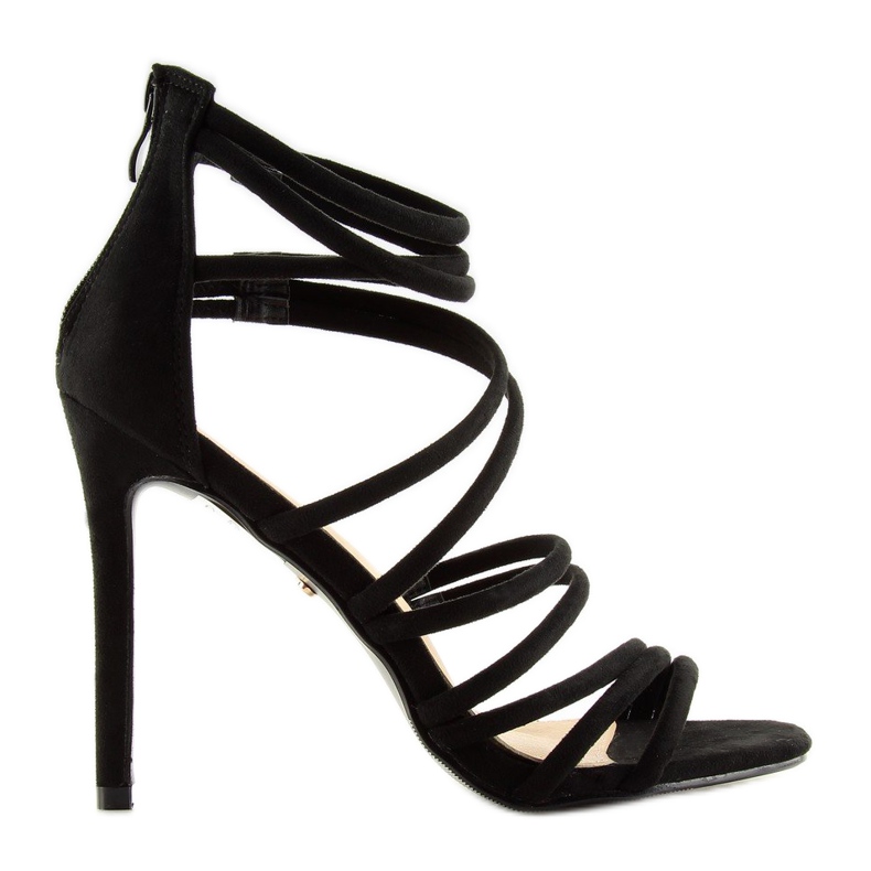 Sandale negre LE039 negre pe toc înalt negru 1