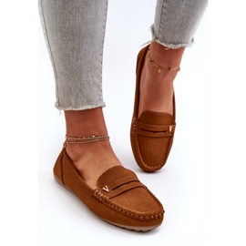 Mocasini clasici pentru femei Camel maro 4