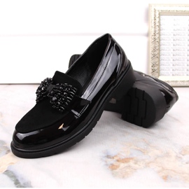 S.Barski Mocasini de dama lords lacuiti cu fundita neagra S. Barski negru 2