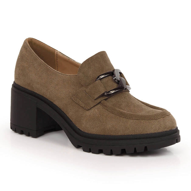 Tocuri maro din piele intoarsa cu un lant Vinceza 10921 2