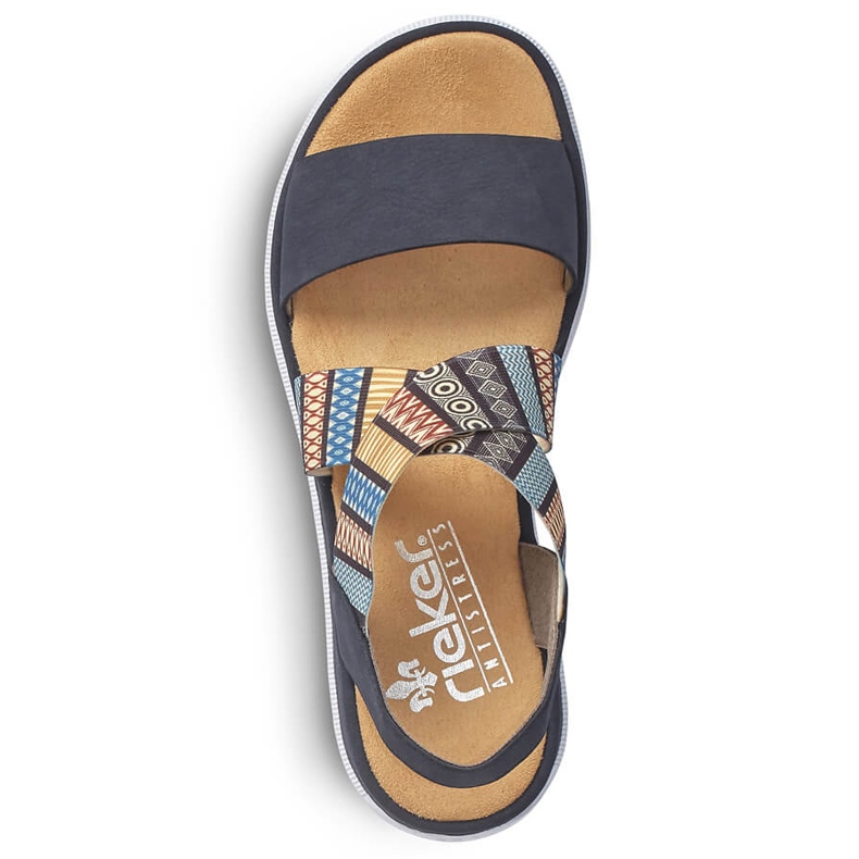 Sandale comode damă cu pană multicolore Rieker V44G8-14 1