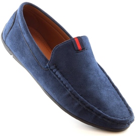 Mocasini pentru bărbați din piele de căprioară pantofi slip-on bleumarin McKeylor 2260 albastru 1