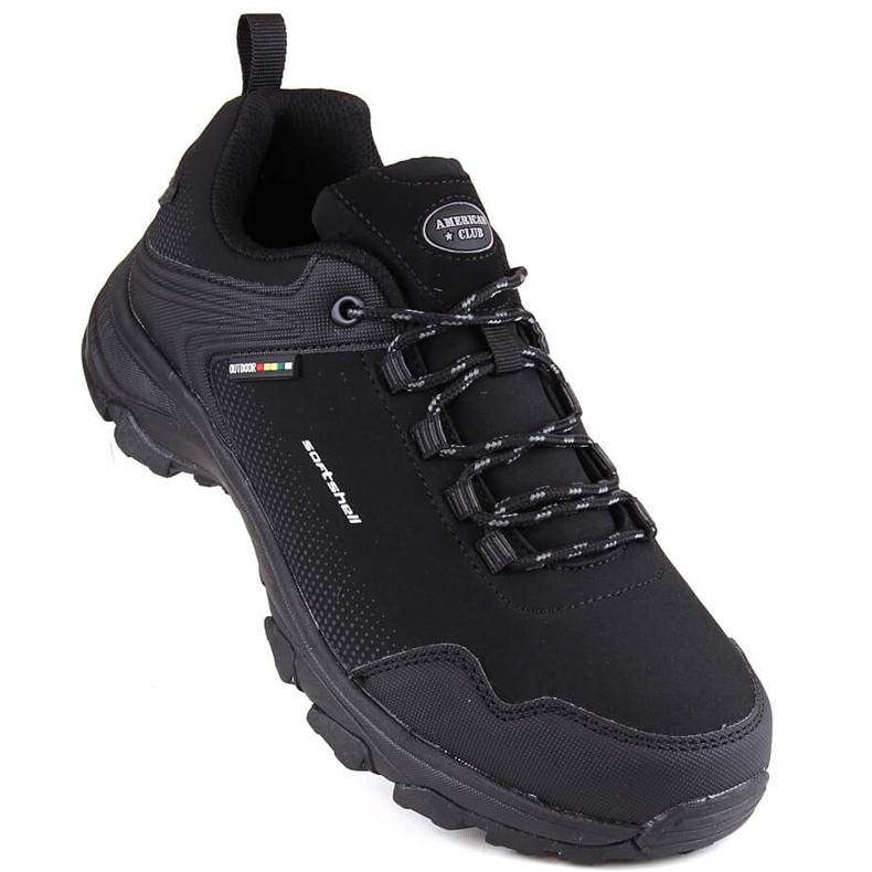 Pantofi sport softshell pentru trekking pentru tineri Black American Club negru 1