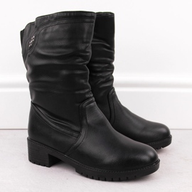 Botine izolate, negre, înalte, Filo Donna Z24-43 negru 2
