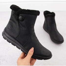 Cizme de iarna de dama cu blana, negre Rieker Z0080-00 negru 1