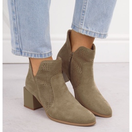 Cizme pentru femei pe pilonul Openwork Suede Dark Beige M. Daszyński SA217-6 bej 6