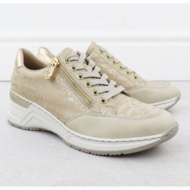 Pantofi pentru femei adidași pe panouri confortabile Beige Rieker N4316 bej 2