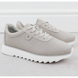 S.Barski Încălțăminte din piele pentru femei pe platforma Openwork Beige S. Barski LR51-629 bej 2