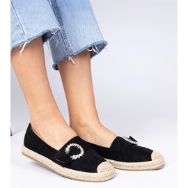 Espadrilles negre decorate cu zirconi negru 1