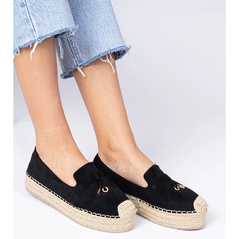 Espadrilles negri pe o talpă groasă negru 2